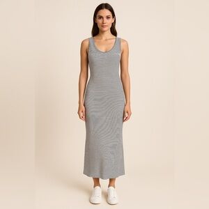 PORCH Striped Ribbed Bodycon Maxi Dress Women’s Small | Stretch Knit Nautical